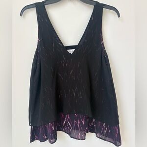 Parker XS Black and Purple Layered Sleeveless Women's Top